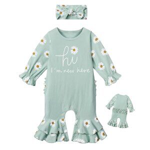 Newborn Girl Going Home Outfit  - Ruffle Romper/Jumpsuit Boho Style